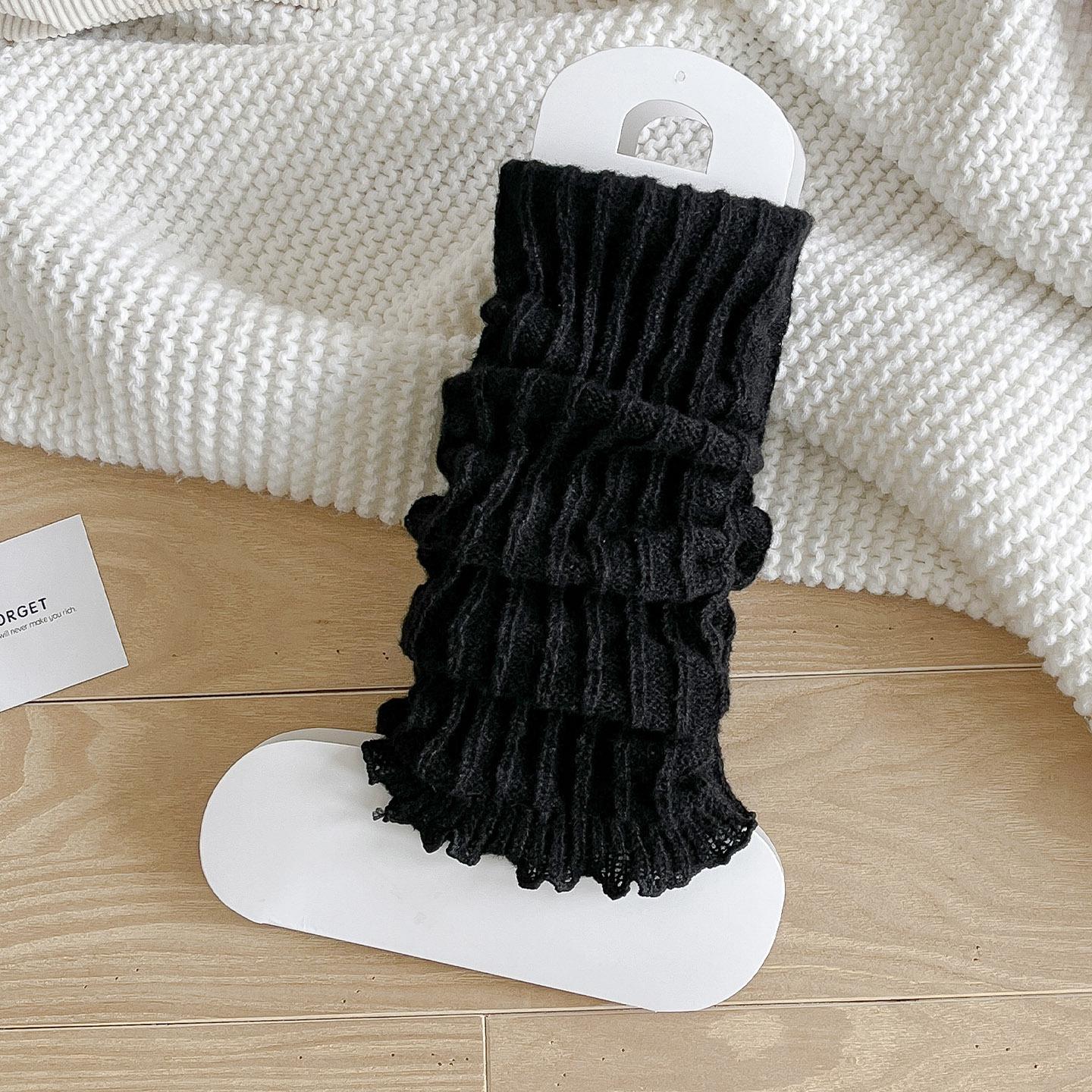 

Женские темно-серые вязаные гетры - Универсальные носки-скрутки для осени и зимы One Size чёрный