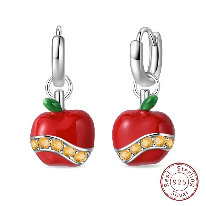 New 925 Silver Bee Butterfly Pink Lily Lotus Earrings for Women Cherry Apple Strawberry Ear Studs Elegant Party Jewelry