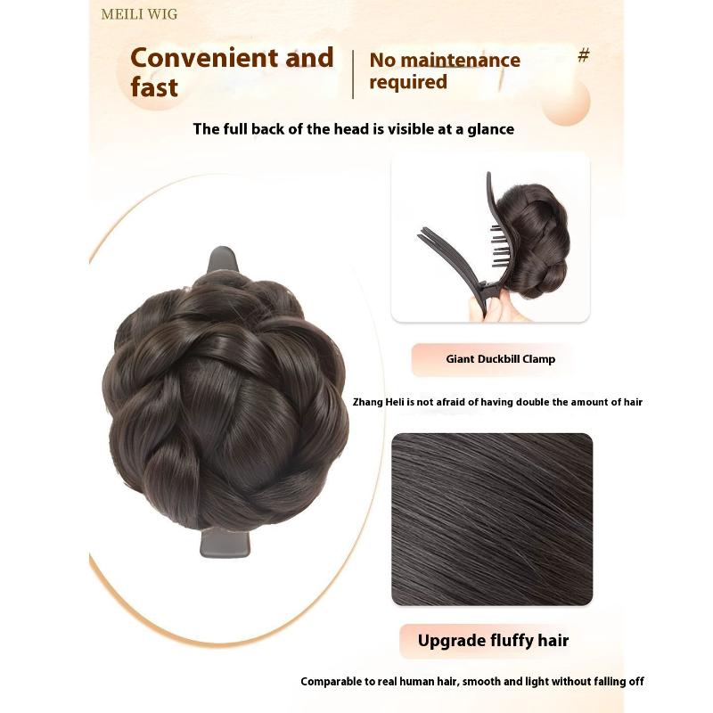 Synthetic Claw Clip Duckbill Clip In Messy Hair Bun Braid Meatball Head Ponytail Hairpieces For Women Party Styling Accessories