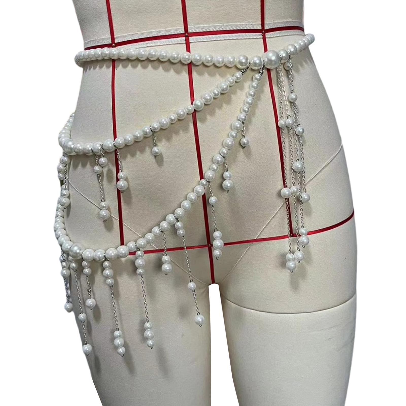 

Стильная цепочка на живот, женская цепочка на талию, текстура из искусственного жемчуга, подходит для фестивалей и модных мероприятий.