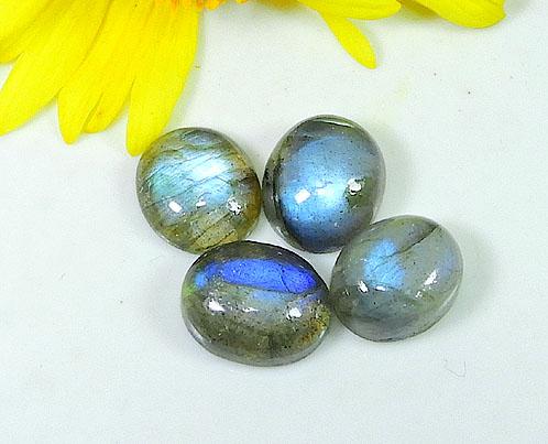 Rainbow Blue Labradorite Oval Shape Cabochon 03-12MM Loose Gemstone 4Pcs Lot LM-1117