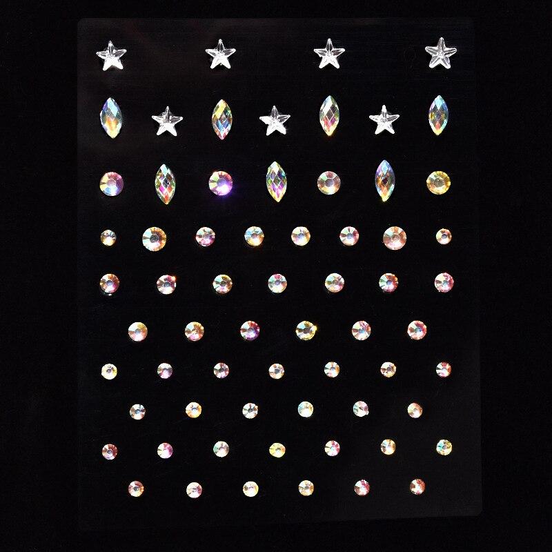 Color Acrylic Rhinestones Sticker for Eyes DIY Party Face Forehead Eyse Makeup Crystal Self-adhesive Tattoo Sticker Nail Sticker