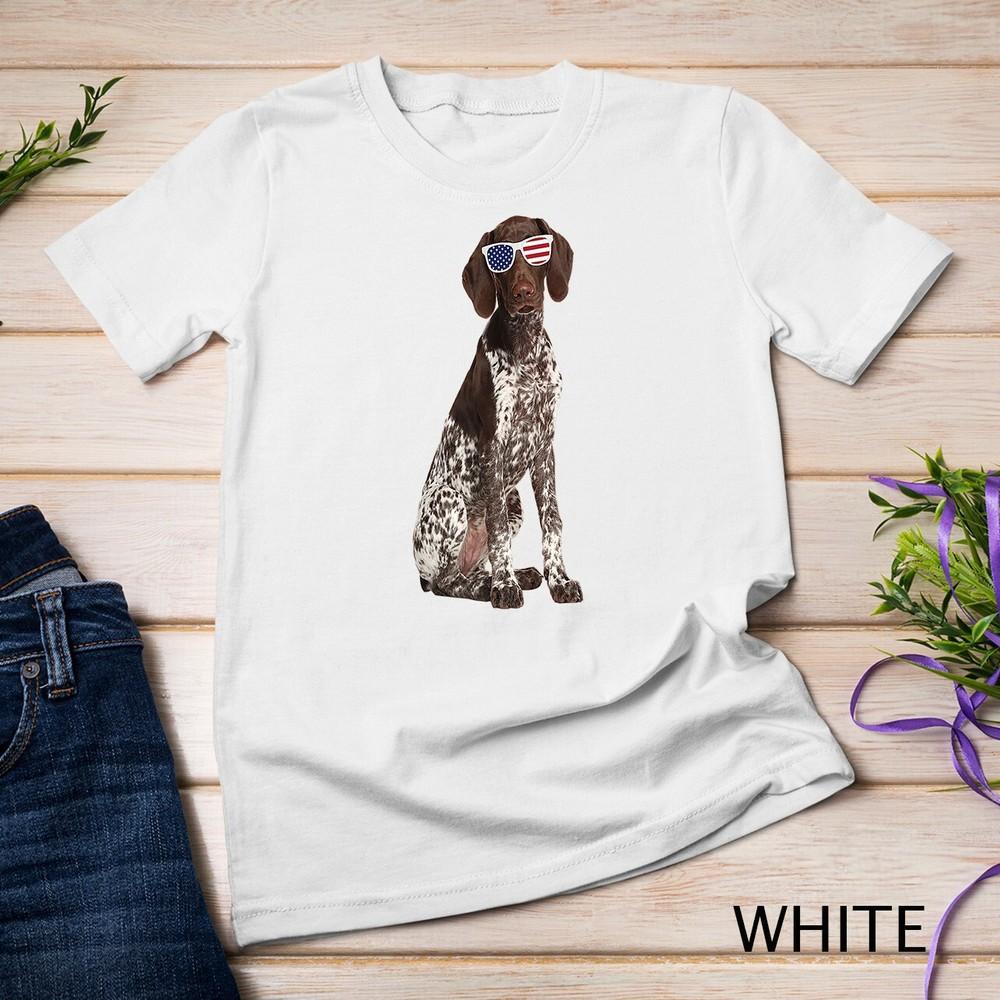 

German Shorthaired Pointer In Sunglasses 4th Of July Dog Premium Unisex T-shirt 4XL