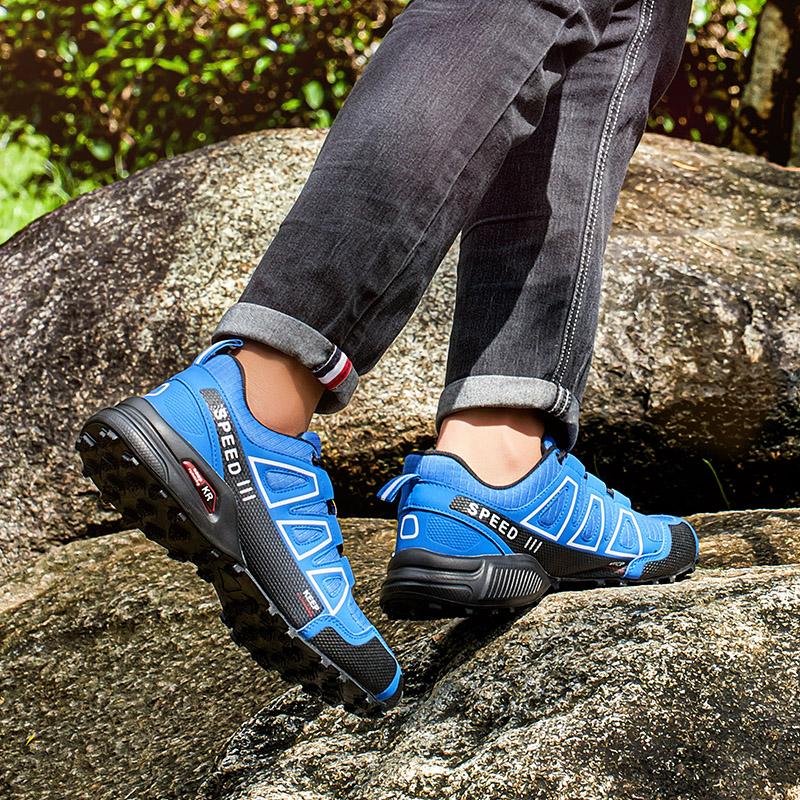 Men‘S Waterproof Hiking Shoes Outdoor Trainers Lace-Up Climbing Shoes Women Trekking Sneakers Anti-Slip Hunting Tactical Sneaker