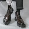 Men's Large Size High-Top Leather Shoes with Thick Soles, Height-Increasing, Autumn/Winter Fashion Trend Martin Boots