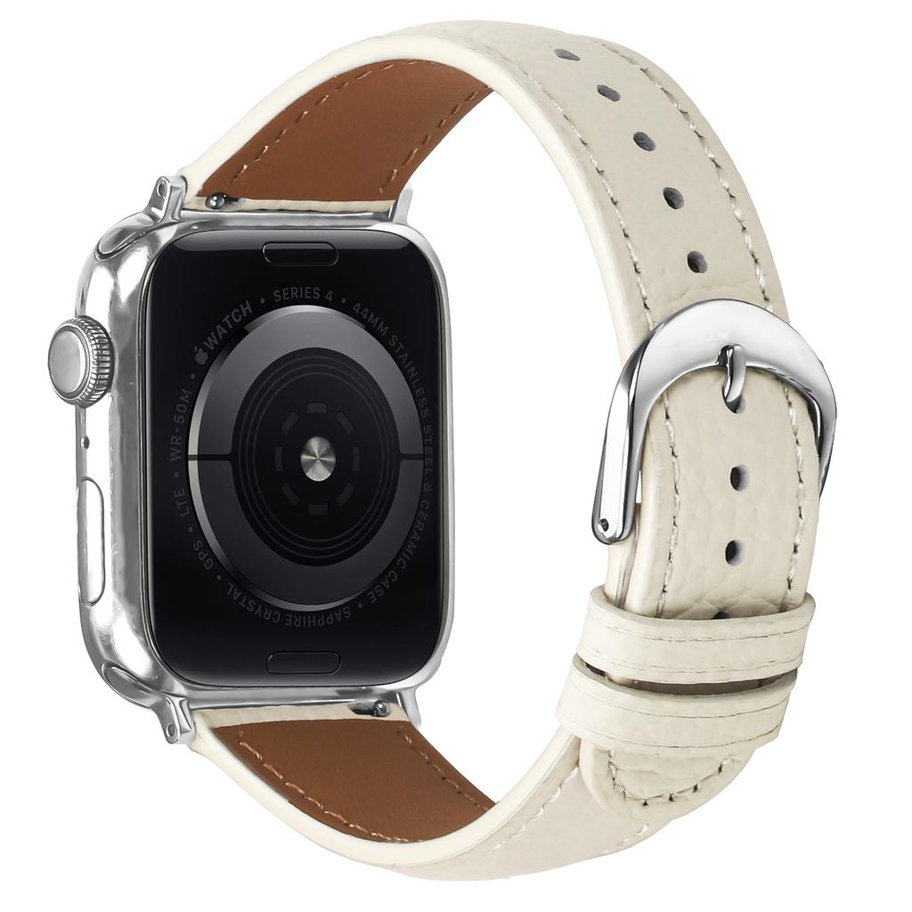 Replacement Strap for Apple Watch Series 10 9 8 7 SE 6 5 4 3 2 1 42mm 41mm 40mm 38mm Litchi Texture PU Leather Watch Band