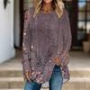 Women Long Sleeve Tunic Top Print Crew Neck Loose Fit Blouse With Pockets Casual Daily Wear Ladies Tops