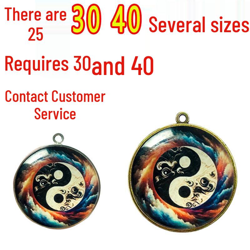 Single-Sided 30mm Round "God of Wealth" Gem Keychain Pendant