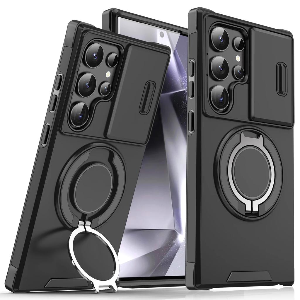 Магнитный чехол-подставка Armor для Samsung Galaxy S25 S23 S22 S21 S24 Ultra Plus со шнурком, сдвижной защитой камеры, противоударный