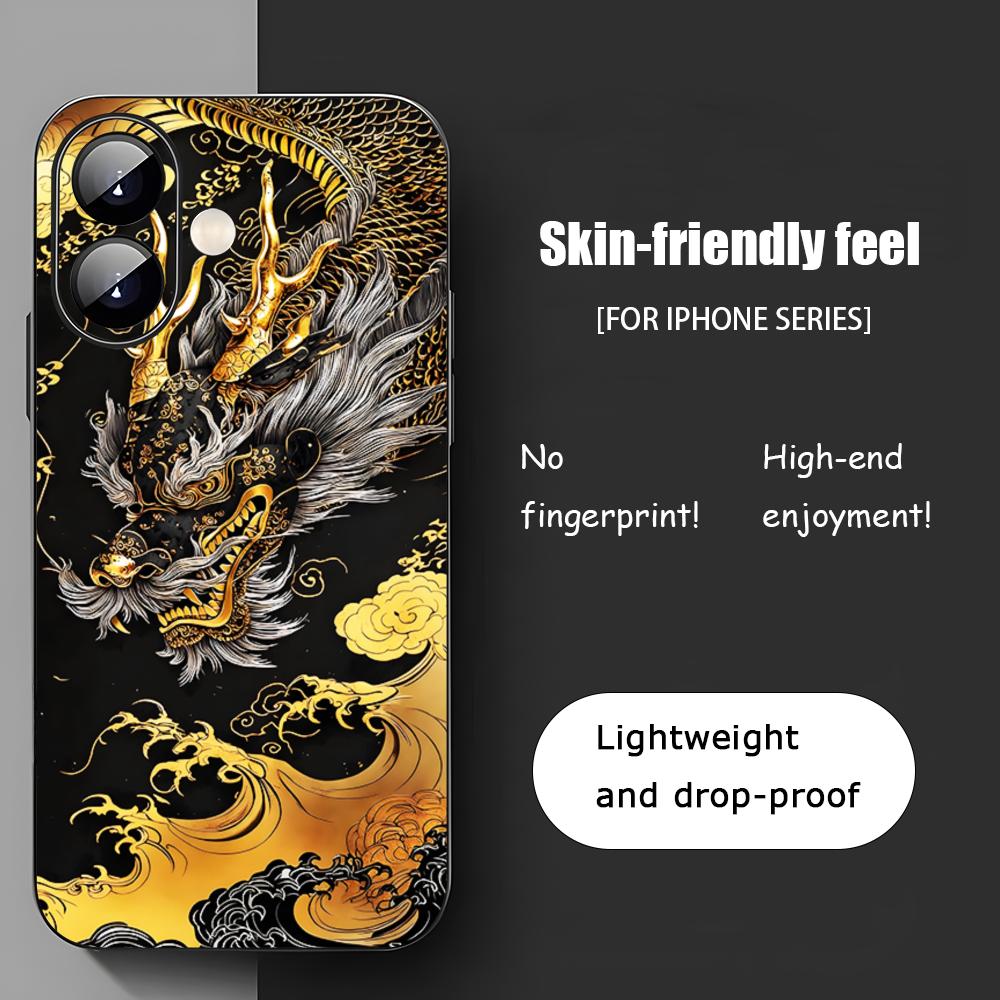 Japanese Dragon Popular Art Phone Case For iPhone 17 16 15 14 13 12 11 X XR XS 8 Plus Mini Pro Max Soft black Shockproof Cover