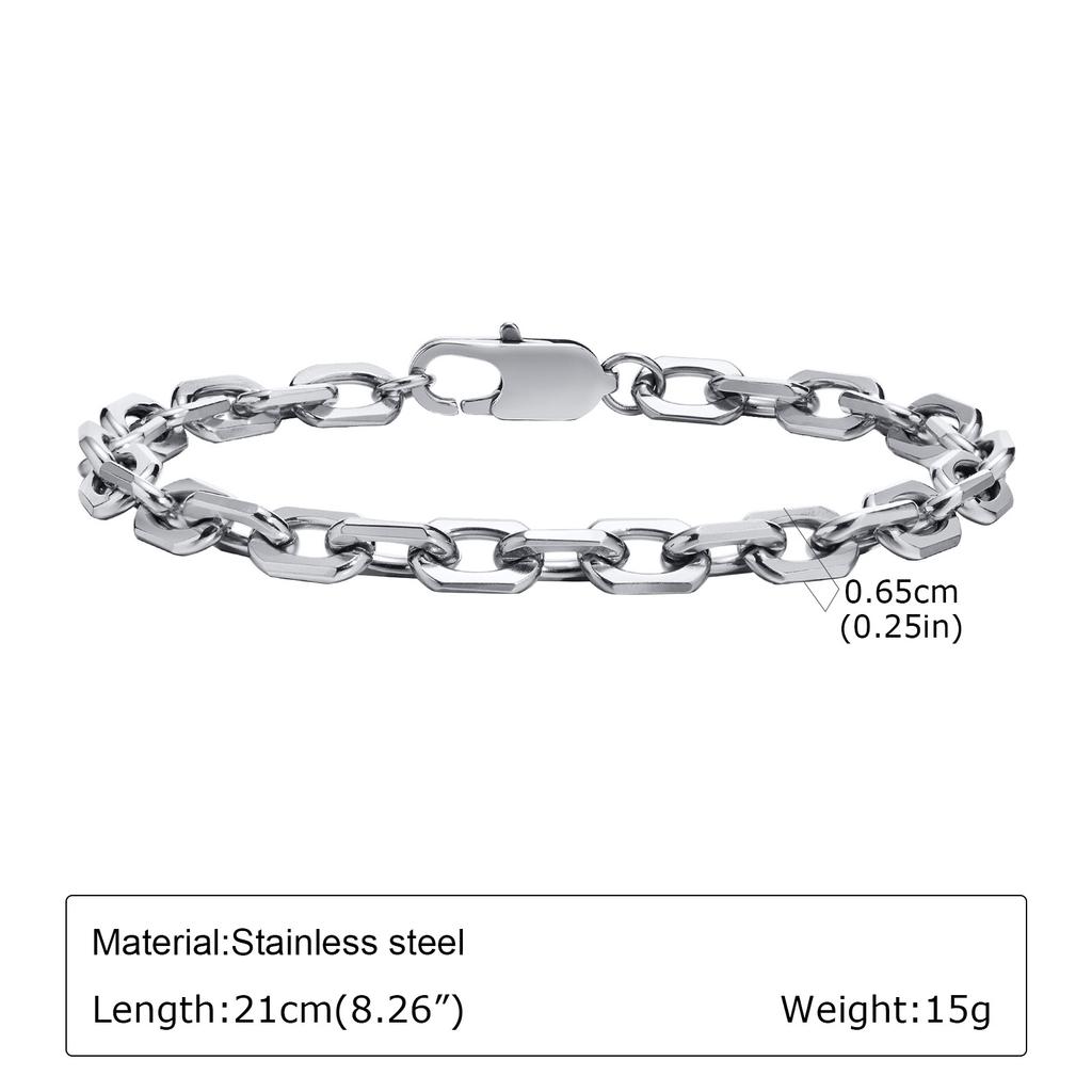 Punk Silver Color Men's Chain Bracelets,Hiphop Stainless Steel Braided Link Wristband,Classic Metal Jewelry Gift for Him Dad