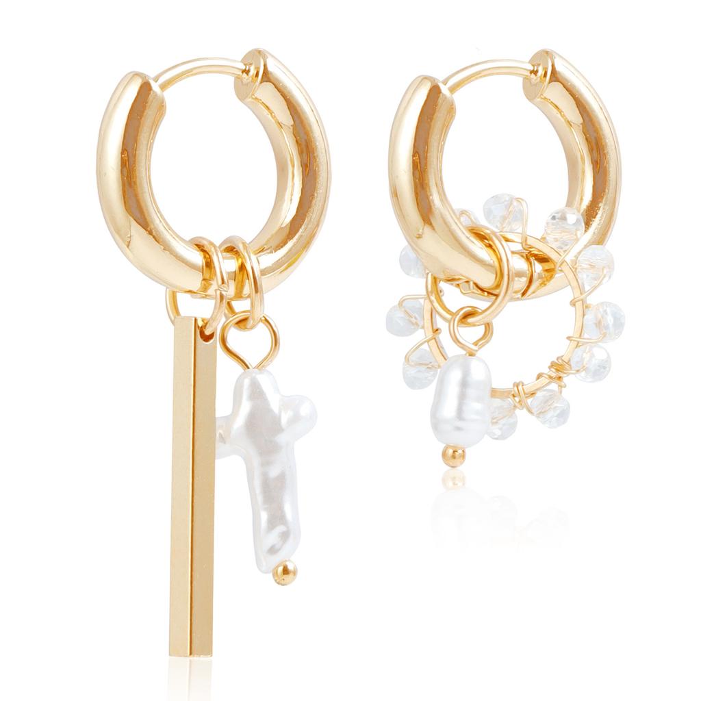 European and American foreign trade jewelry, hipster INS geometric woven crystal earrings, simple and versatile dual-purpose earrings