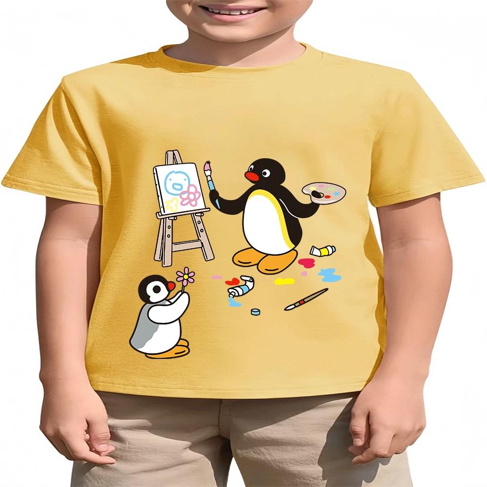 Horký výprodej 2026 Léto Dětské Pingu Kreslený Potisk Módní Tričko