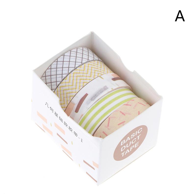 Zestaw 5 rolek/pudełko taśmy w jednolitym kolorze Taśma maskująca Taśma klejąca do scrapbookingu