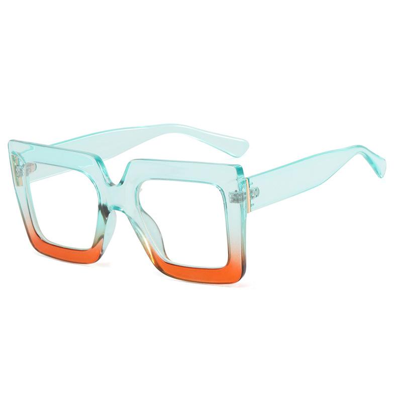 New Fashionable Anti-blue Light Glasses For Men And WomenTwo-color Transparent Square Large-frame Flat Glasses 8561