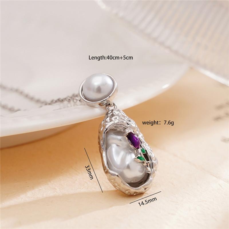High Grade Rose Preal Zircon Pendant Necklace Stainless Steel Chains Flower Enamel Choker Jewelry Gift For Women Girls