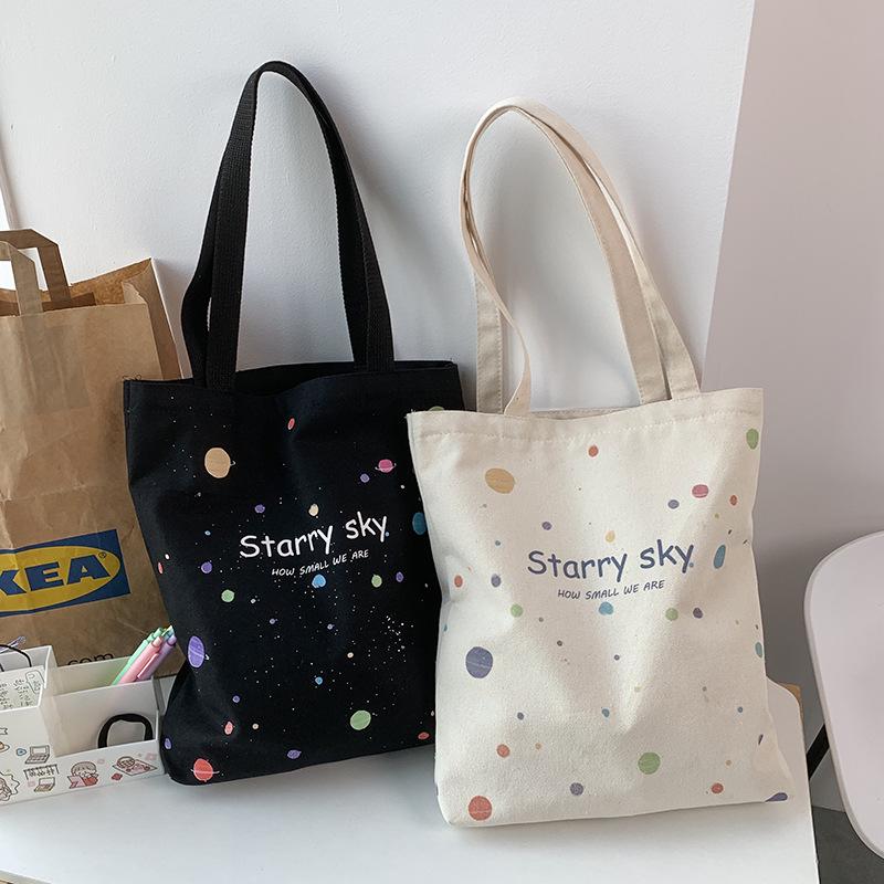 Spring/Summer Canvas Tote Bag: Japanese-Korean Style, Large Capacity, Versatile for Students and Everyday Use