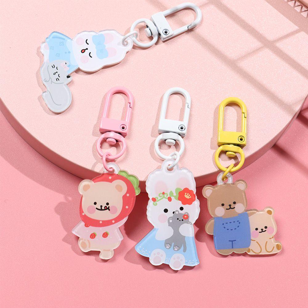 Fashion Jewelry Acrylic Phone Chain Bag Pendant Rabbit Cat Bear Keyring Keychains