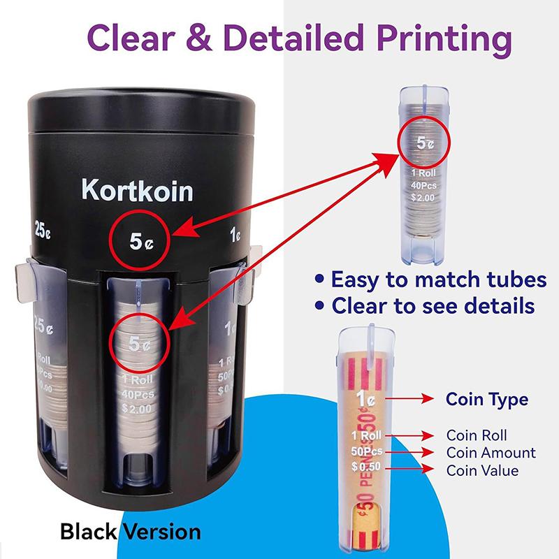 Pvc Automatic Coin Sorter 5-In-1 With Coin Wrappers - Quick & Accurate Coin Counter, Portable Change Organizer Bank Jar
