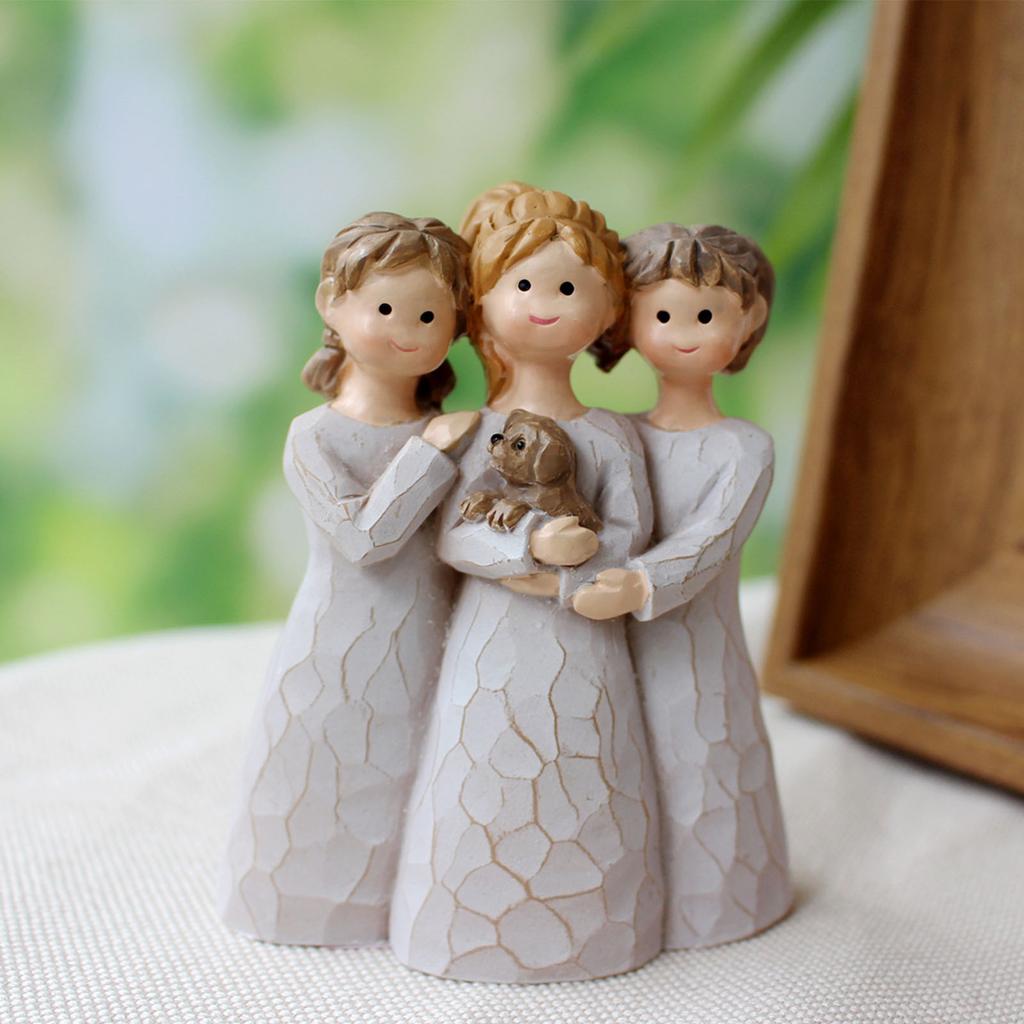 Engel Schwestern Figurine Memorial Freundschaft Harz Dekorative 3 Mädchen Engel Statue Ornament für Home