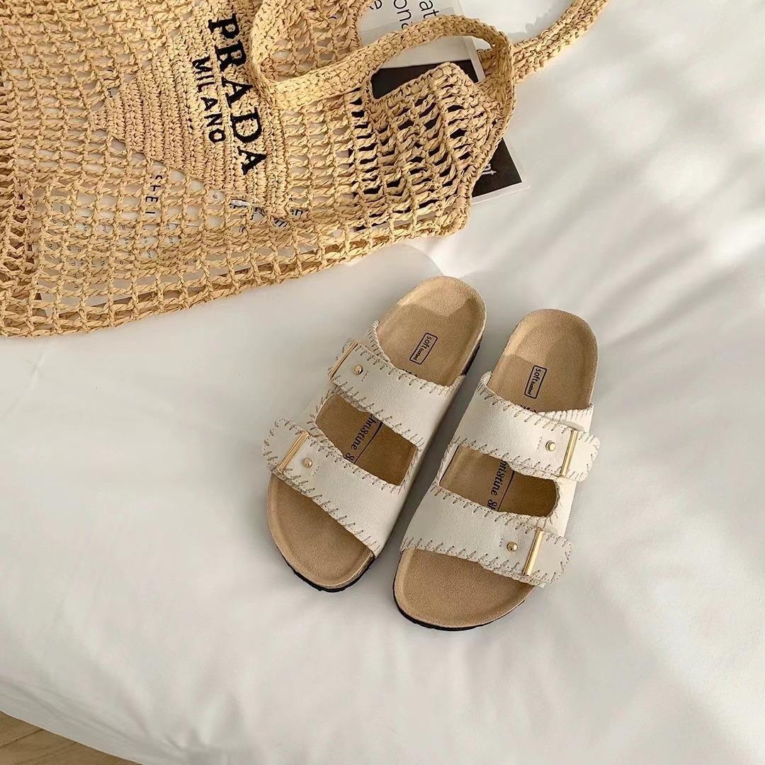 2024 Летние женские тапочки из пробки с двумя пряжками — фото 3