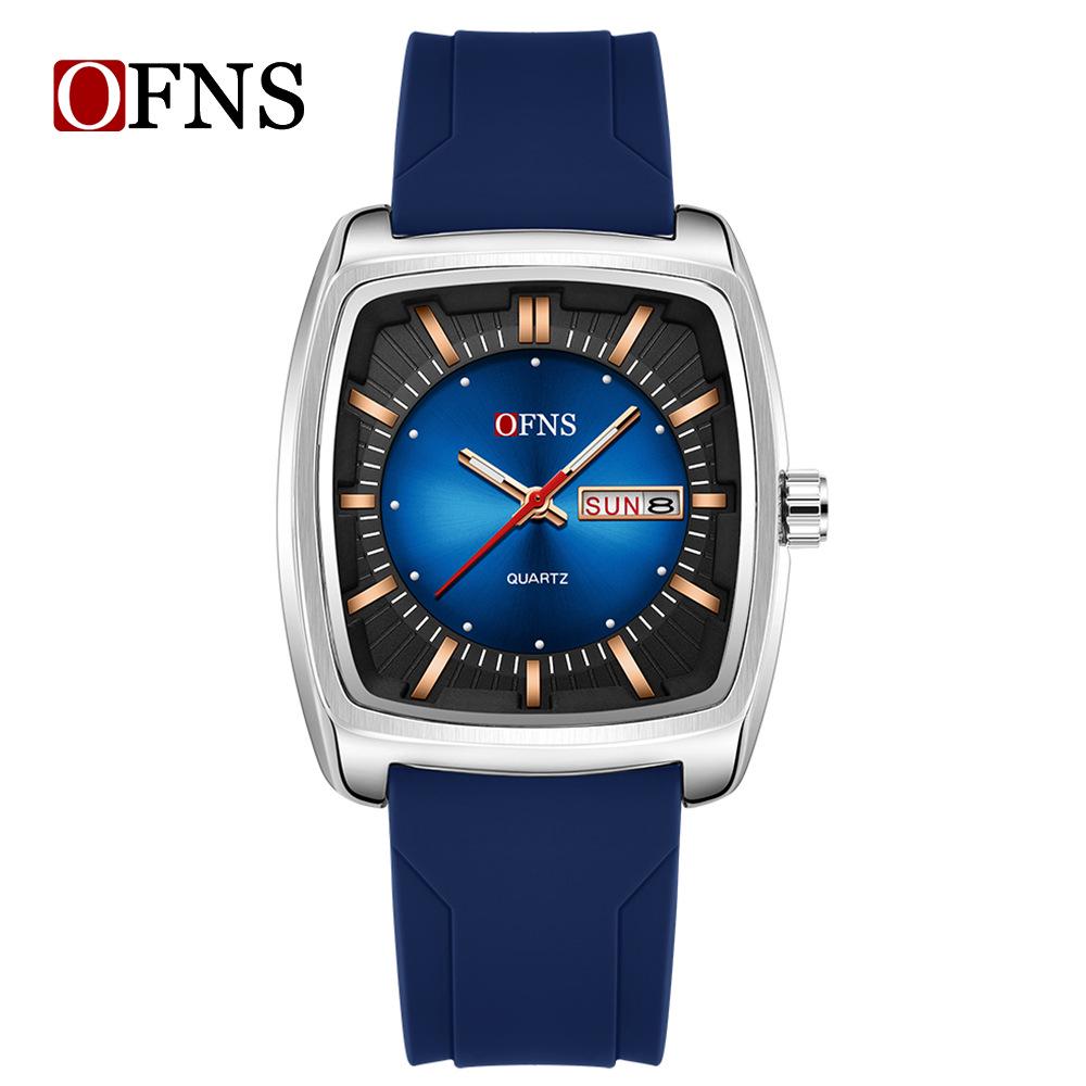 OFNS Men's Trendy Quartz Wristwatch: Steel Band, 3D Scale, Business Casual, Waterproof, Luminous.