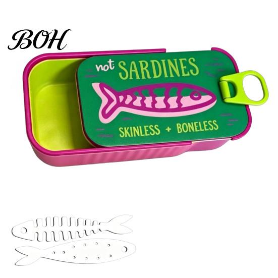 Reise Schmuckbehälter Sardinenbox mit Fischgräten-Trennwänden, Kompaktes Mini Neuheit Aufbewahrungsetui, Ringe Ohrringe Halsketten für Frauen Kleines Accessoire
