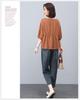 Women's Summer 2025 Casual Cotton Linen Two-Piece Set: Loose Fit Top & Nine-Point Pants for Middle-Aged Moms
