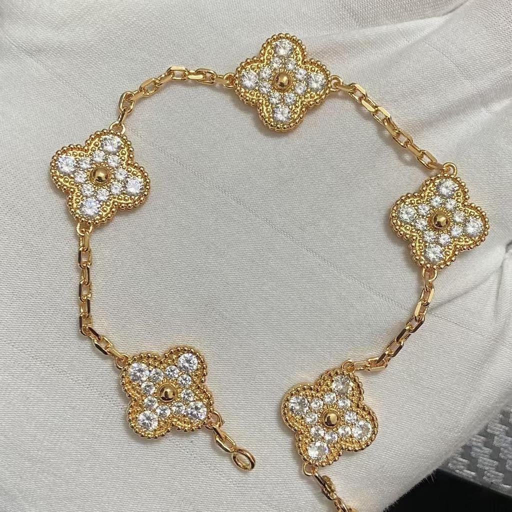 Nuova Versione Bracciale Quadrifoglio Cinque Fiori Agata Rossa Naturale Madreperla Bianca Bracciale da Donna Bracciale Laser