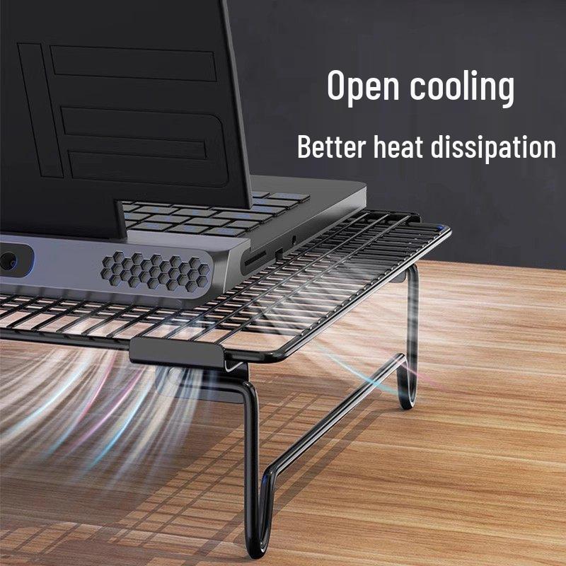Foldable Laptop Stand & BBQ Grill: Multifunctional Computer Riser with Cooling Storage