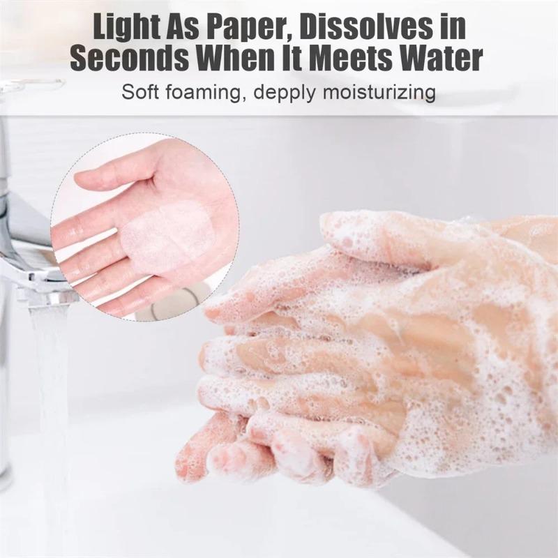 Disposable Soap Tablets Soap  Paper Sheets Portable Travel Fragrance Bath Towels  Foam Paper Soap Boxes Soap Sheets Soap Dish