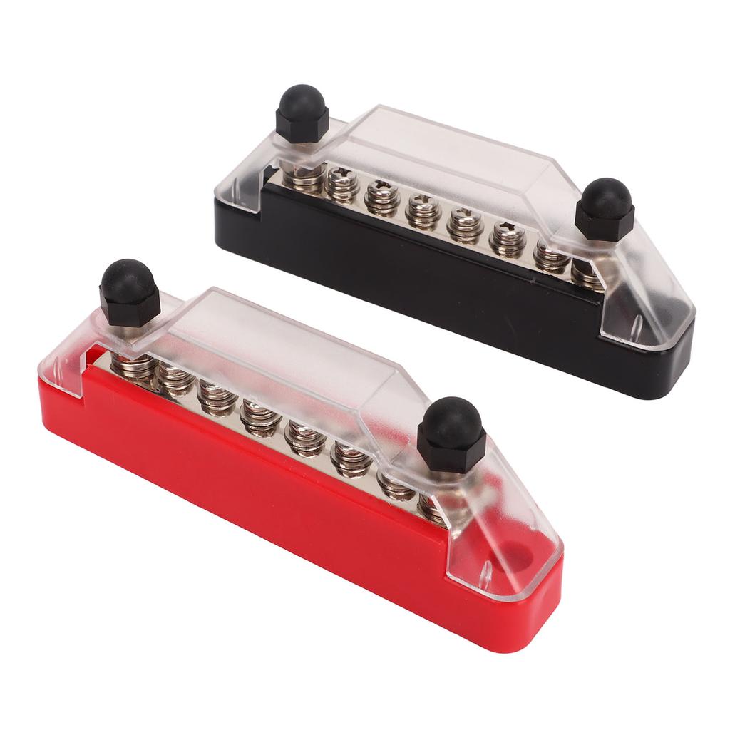 2 Pcs 6 Post Power Distribution Block 12‑48V 150 Amp 2 M6 Terminal Post 6 M4 Wiring Screw Circuit Fuse Block Holder