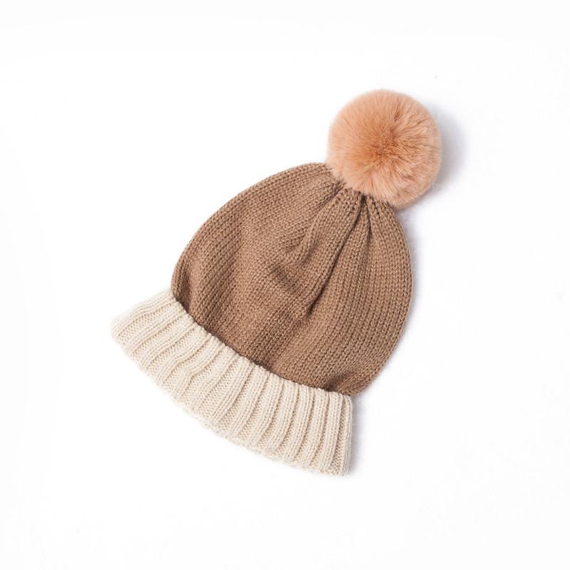 Autumn and winter new pony * Li color matching children's hairball wool knitted hat thickened scarf set