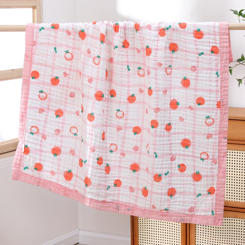 High-Density Cotton Newborn Bath Towel - Six-Layer Gauze, Printed Design, for Infants & Kids