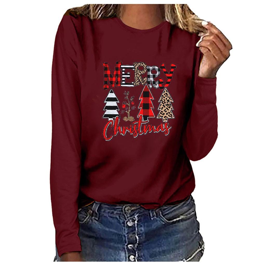 MERRY CHRISTMAS Women Casual Long Sleeve  Sweatshirt Pullover Blouse