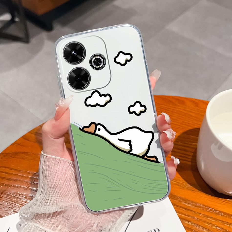 

Clear Case For Redmi 13 Cartoon Duck Transparent Soft Phone Cover For Xiaomi Redmi13 4G 5G TPU Housing Lightweight Bumper Coque Redmi 13