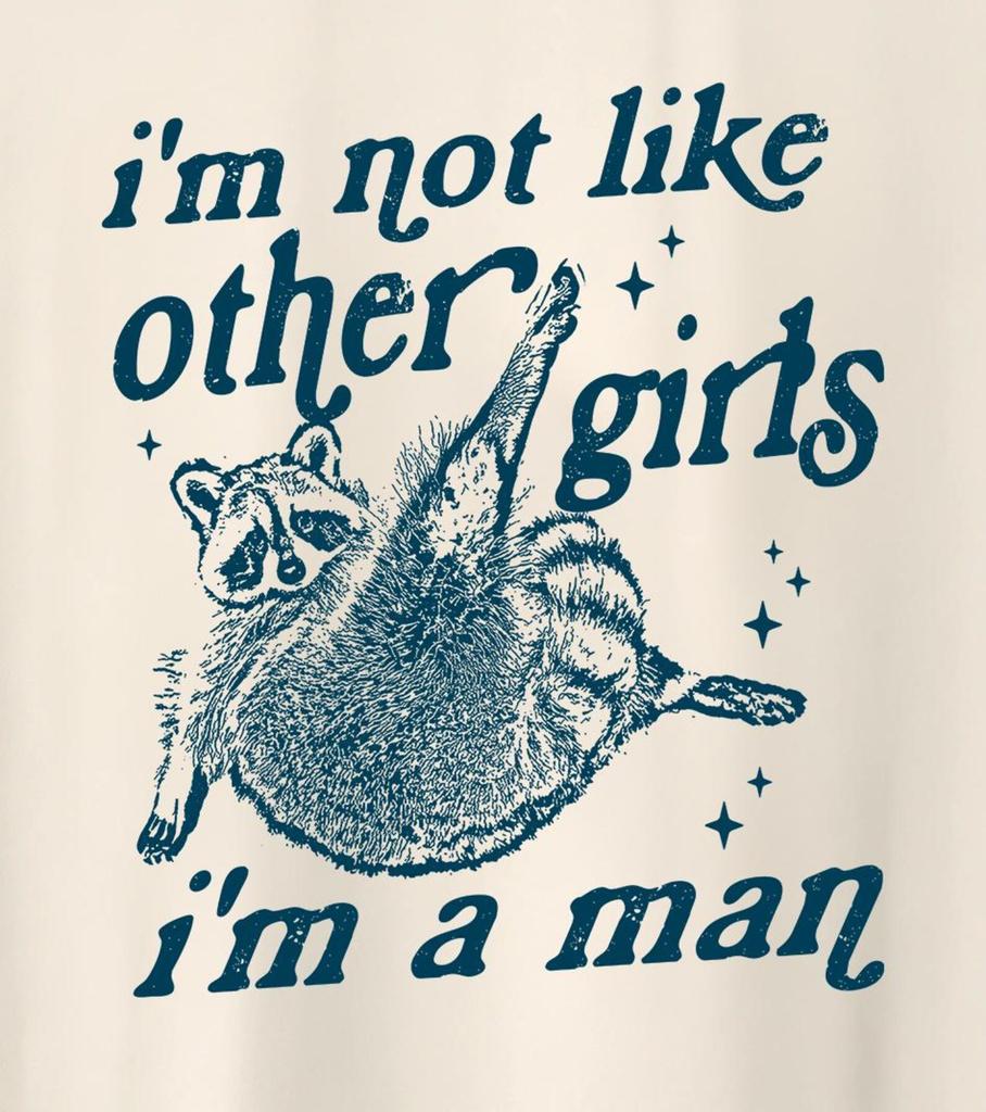 I'm Not Like Other Girls I'm a Man T Shirt, Trash Panda T Shirt, Racoon T Shirt, Weird T Shirt, Silly Raccoon T Shirt, Unhinged meme T-Shirt