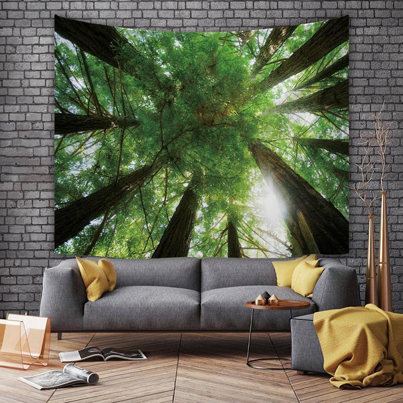 VIKAMA Forest Landscape Print Tapestry, For Living Room And Bedroom Home Decoration Wall Hanging, Washable And Dirt-Resistant.