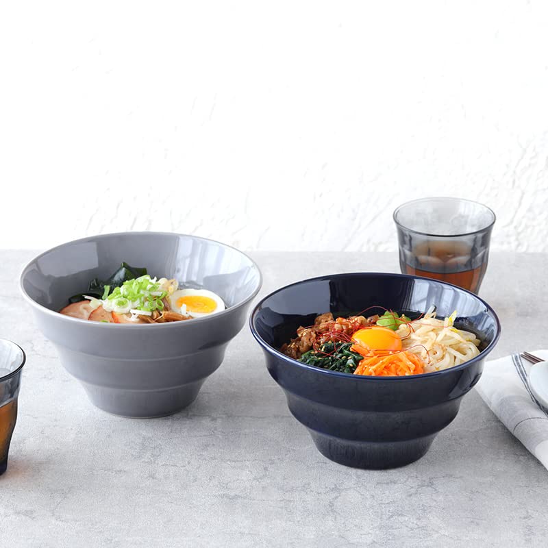 EAST stolní mísa Ramen, lehká, 19 cm, barevný okraj, Mino ware, navy, 712-028-02, made in Japan, stylová, vhodná do mikrovlnné trouby, vhodná do myčky