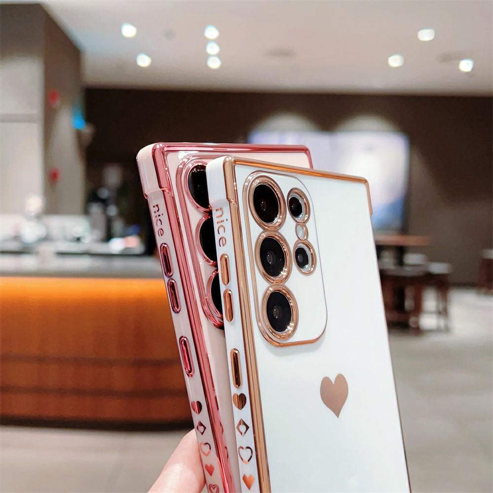 Pro Samsung Galaxy S26 Ultra Pouzdro Zadní kryt telefonu z TPU Pokovený vzor srdce