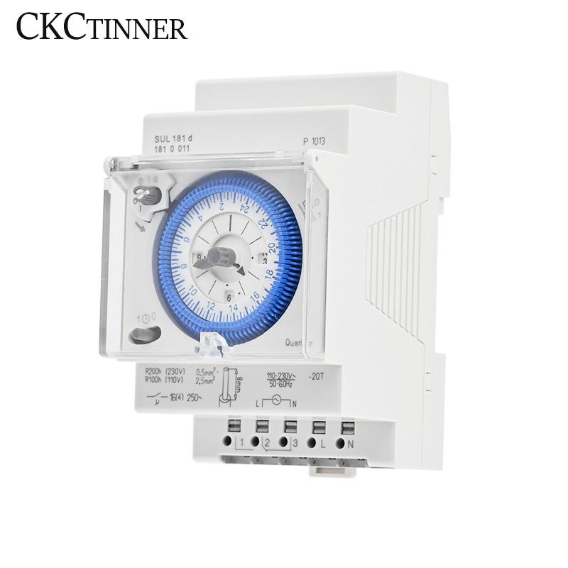 SUL181D AC220V Din Rail Mechanical Timer Relay Electrical Programmable 24 Hour Time Switch 15 Minutes 96 Times3