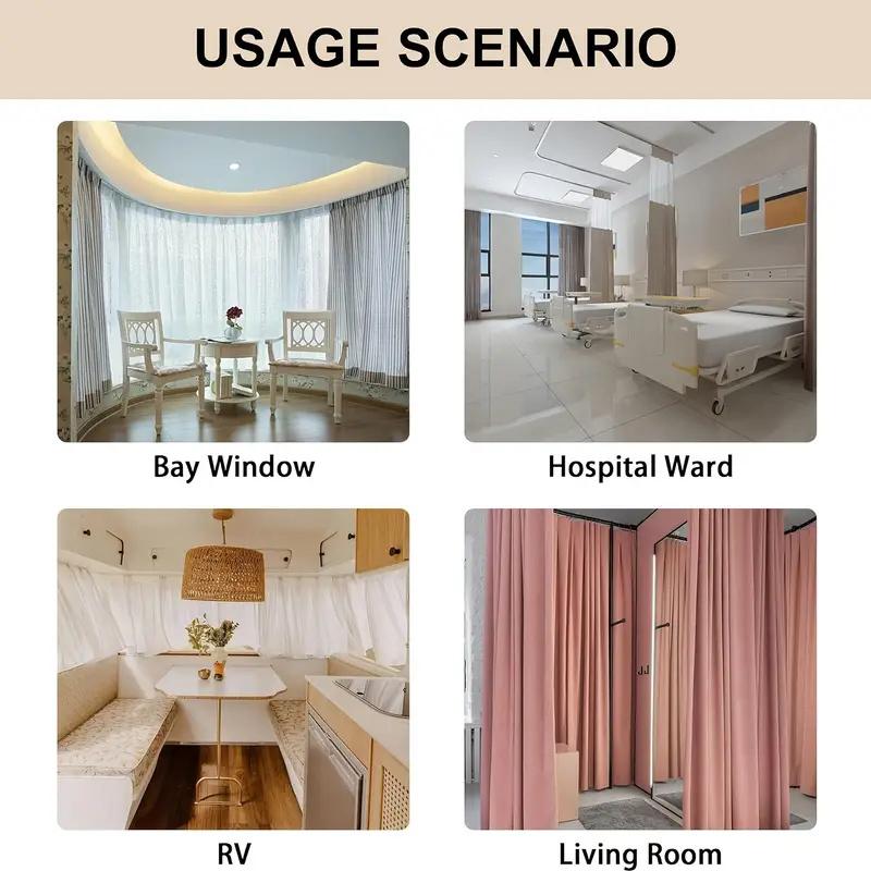 Flexible Bendable Ceiling Curtain Track Kit Durable Plastic With Multiple Hooks for Room Divider Curtains Rod RV Ceiling Track F