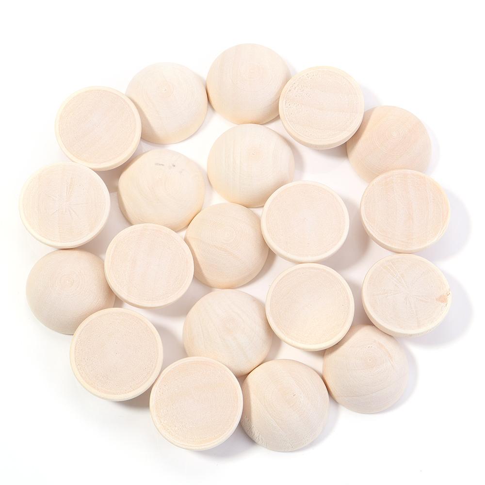 5-50pcs Natural Half Round Wooden Beads 10-50mm Half Unfinished Wood Balls Split Wood Beads For DIY Crafts Toy Home Decoration