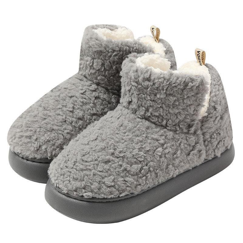 Household cotton slippers winter bag and indoor household plush warmers high-top wool cotton shoes winter