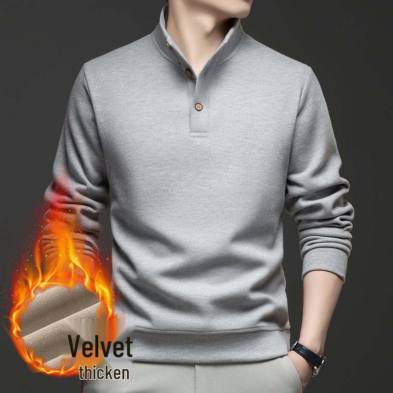 2025 Men's Fleece-Lined Sweatshirt: Cozy, Warm, Loose Fit, Long Sleeves - Ideal Base Layer for Autumn and Winter