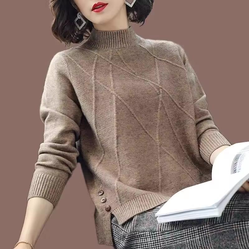 

Autumn and Winter Turtleneck Sweater Women Long Sleeve Soft Pullover Sweater Female Knitted Tops Jumper Ladies Bottoming One Size кавовий