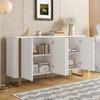 Sideboard Buffet MDF Iron Feet 4 Doors Arch Relief Rounded Corners Push-to-Open Staggered Storage Living Room