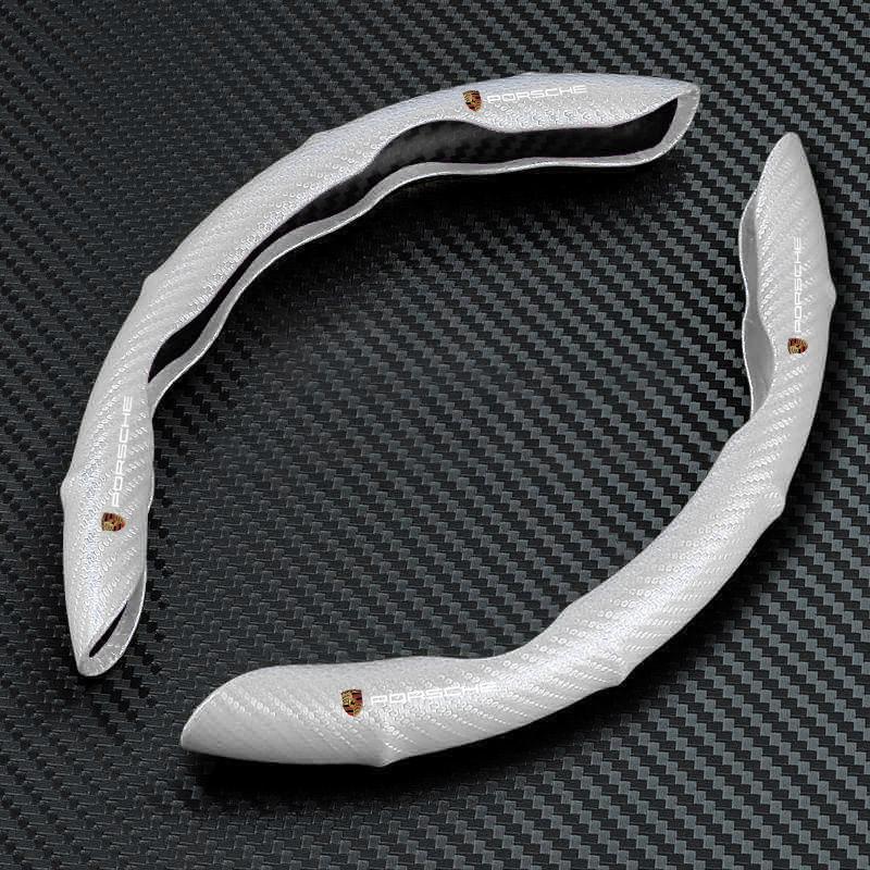 2pcs Carbon Fiber Non-Slip Steering Wheel Cover Car Accessories For Porsche Boxster Cayenne Panamera Macan Cayman 911 918 996 917 991