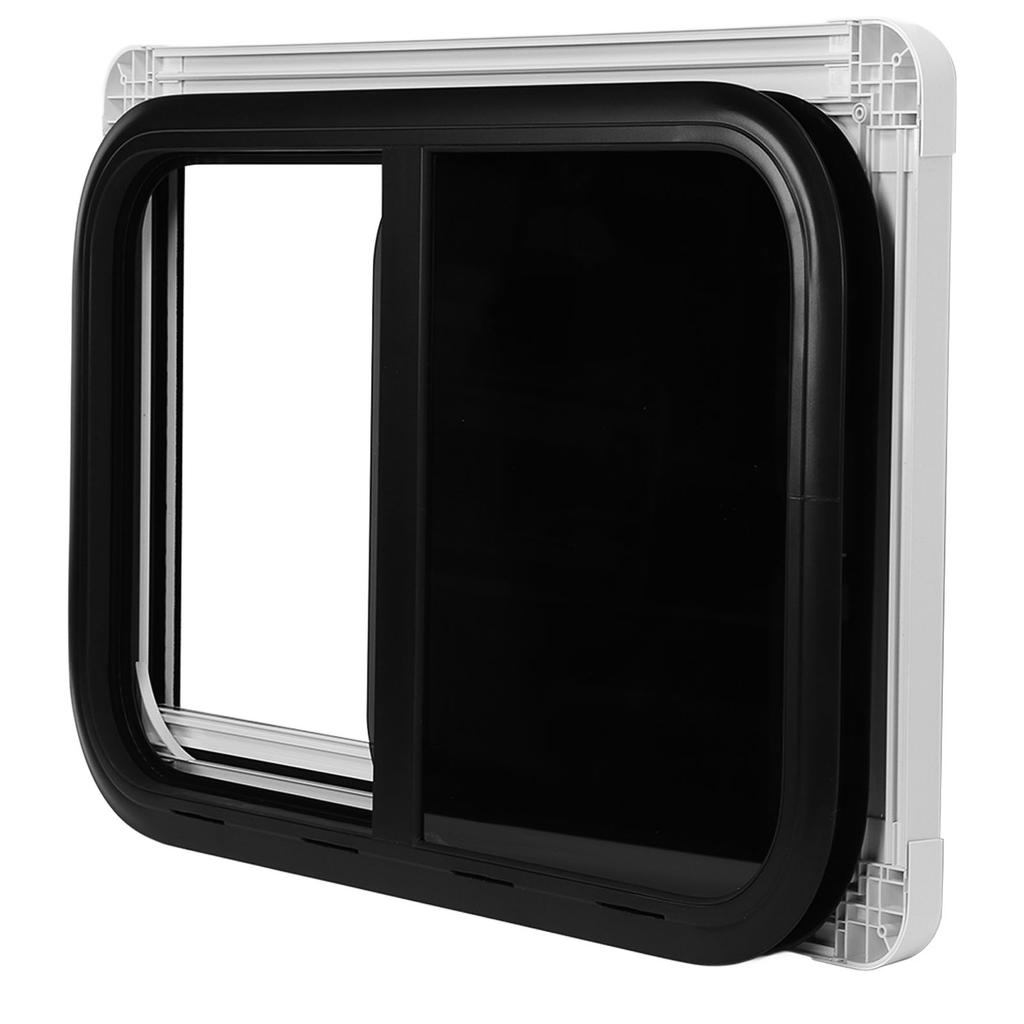 RV Window Rounded Slid Windows 800x500mmm UV Resistant Tempered Glass with Insect Nets for Caravan Camper Trailer