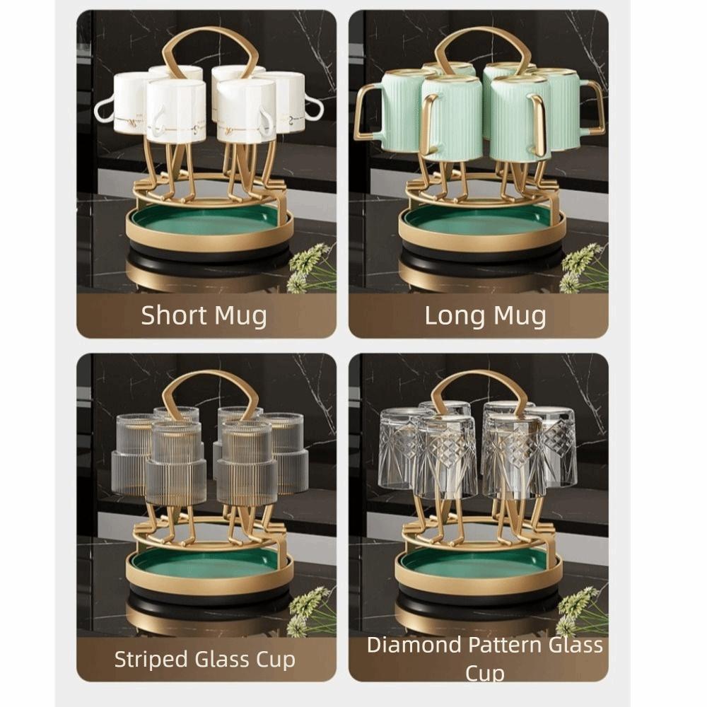 6 Hooks Glass Holder 360° Rotation Cup Drying Rack Dish Rack Cup Drain Rack  Restaurant